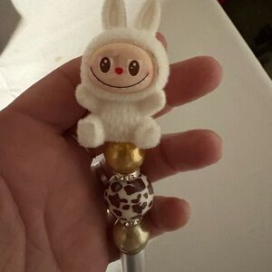 Cute Bunny Pen with Gold and Leopard Beads